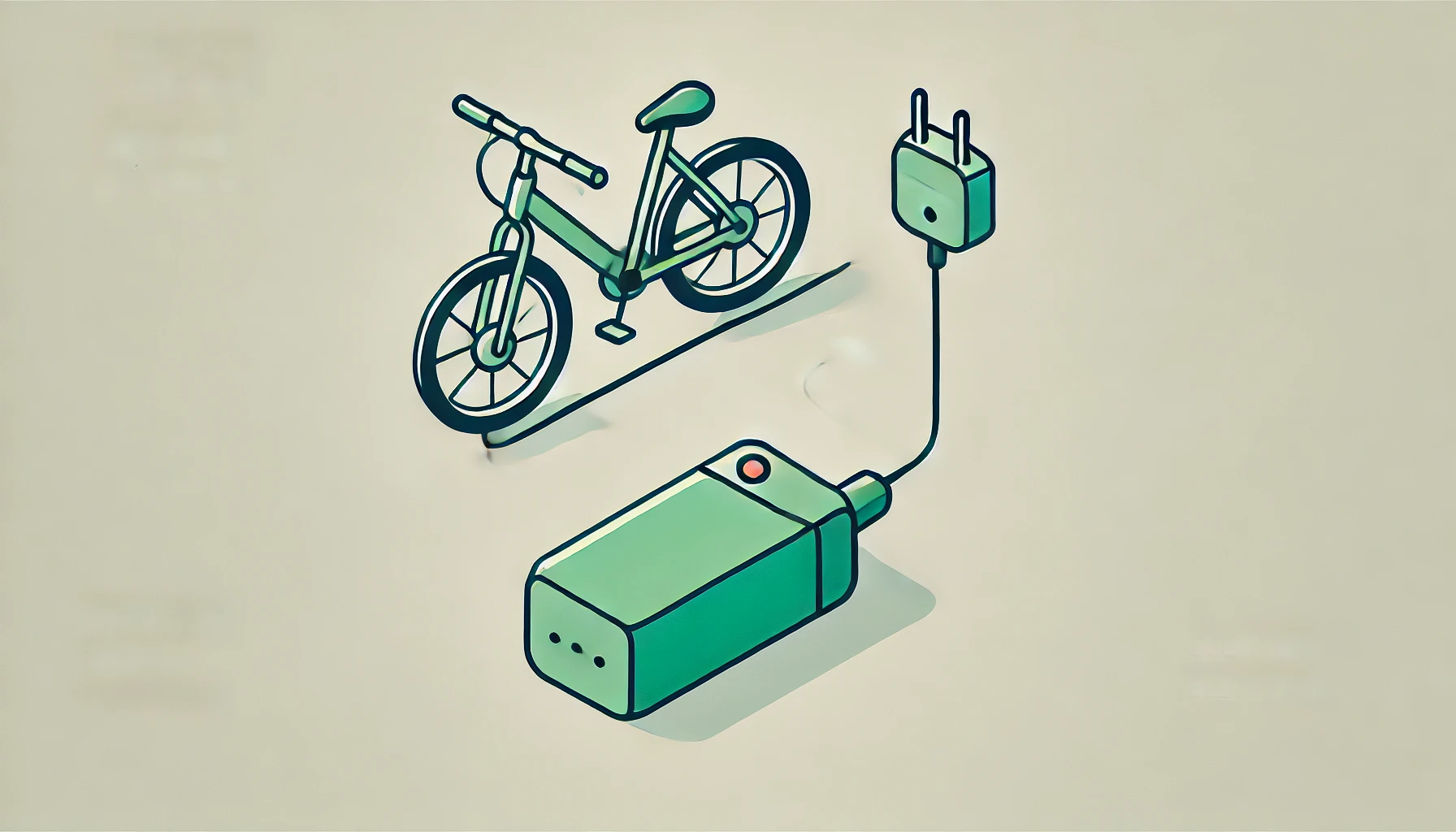 Imagen vectorial que representa una bicicleta electrica con un cargador