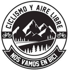 Logotipo de la web con una imagen de una montaña y dos bicicletas y el texto "Ciclismo y Aire Libre, Nos Vamos en Bici"