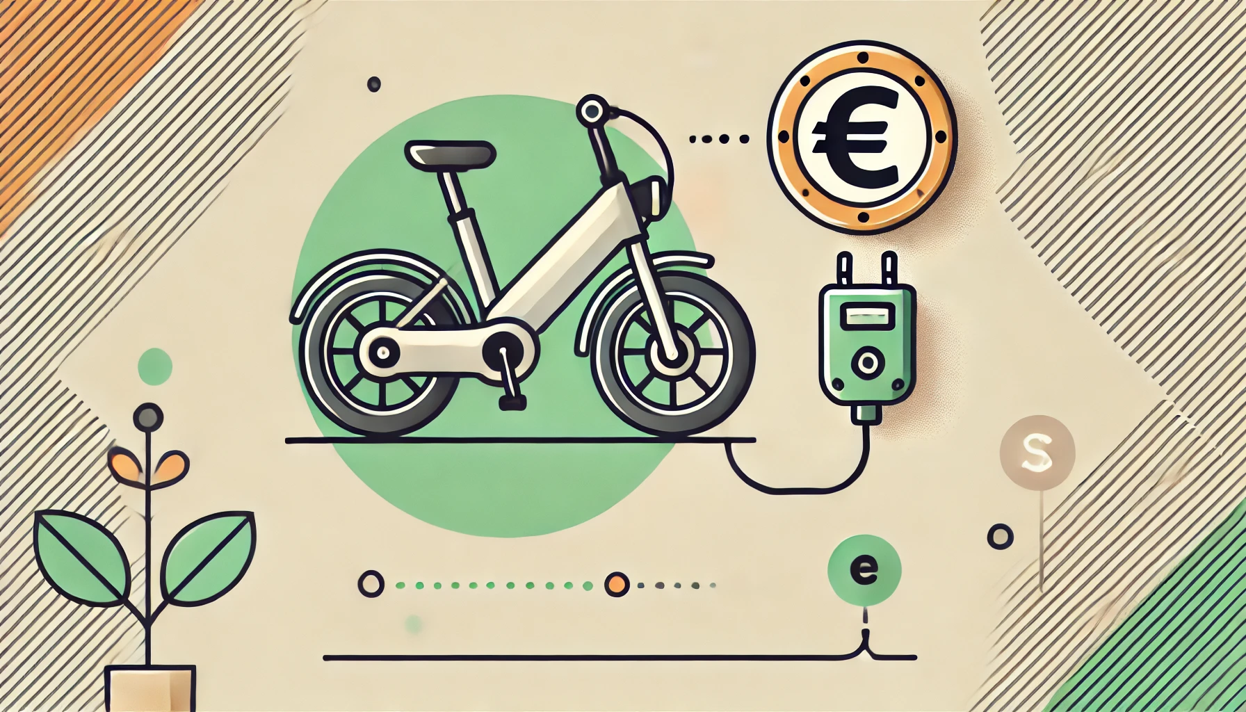 Dibujo vectorial que representa una bicicleta y dinero