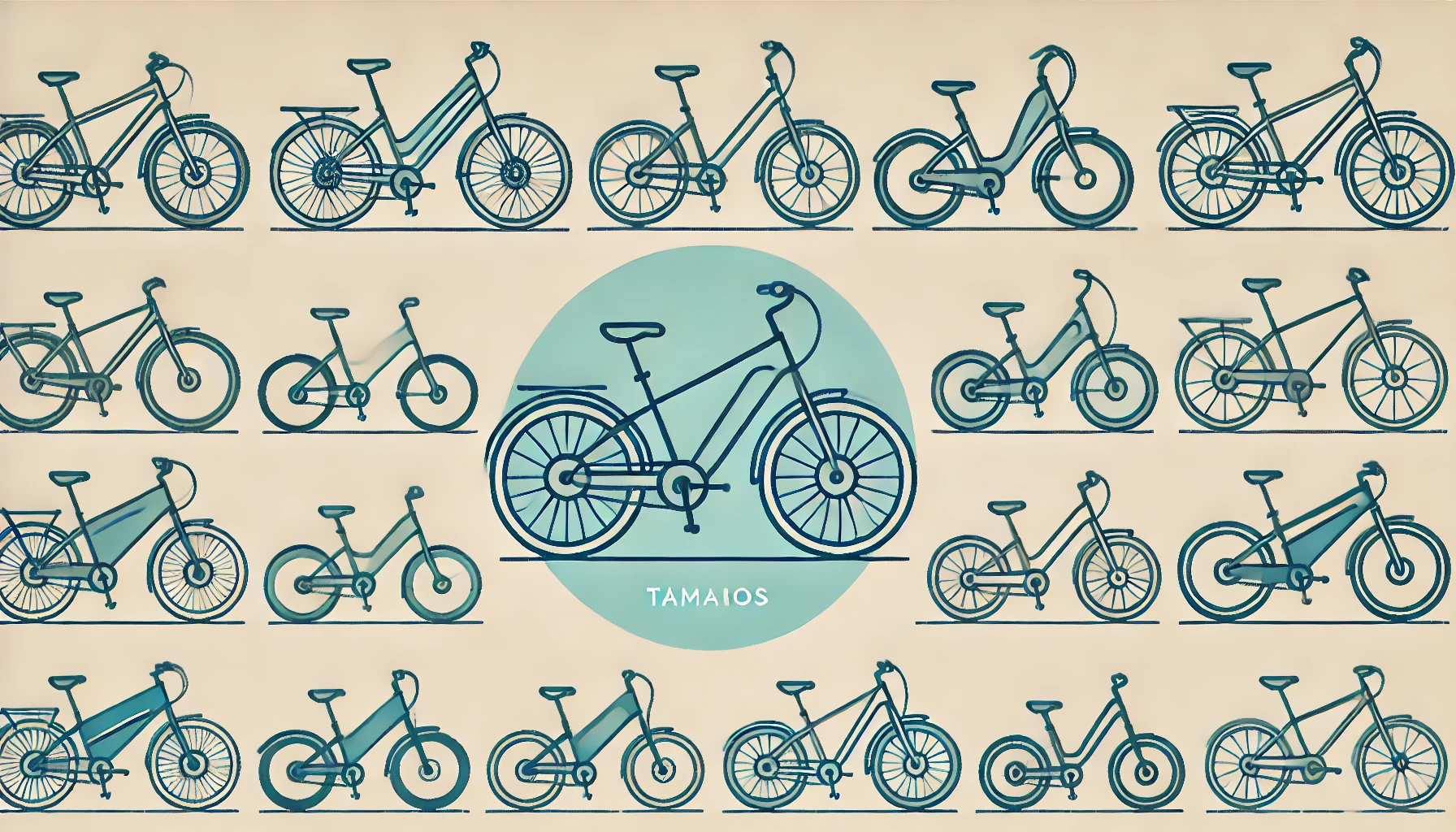 Imagen vectorial que representa diferentes tamaños de bicicletas electricas