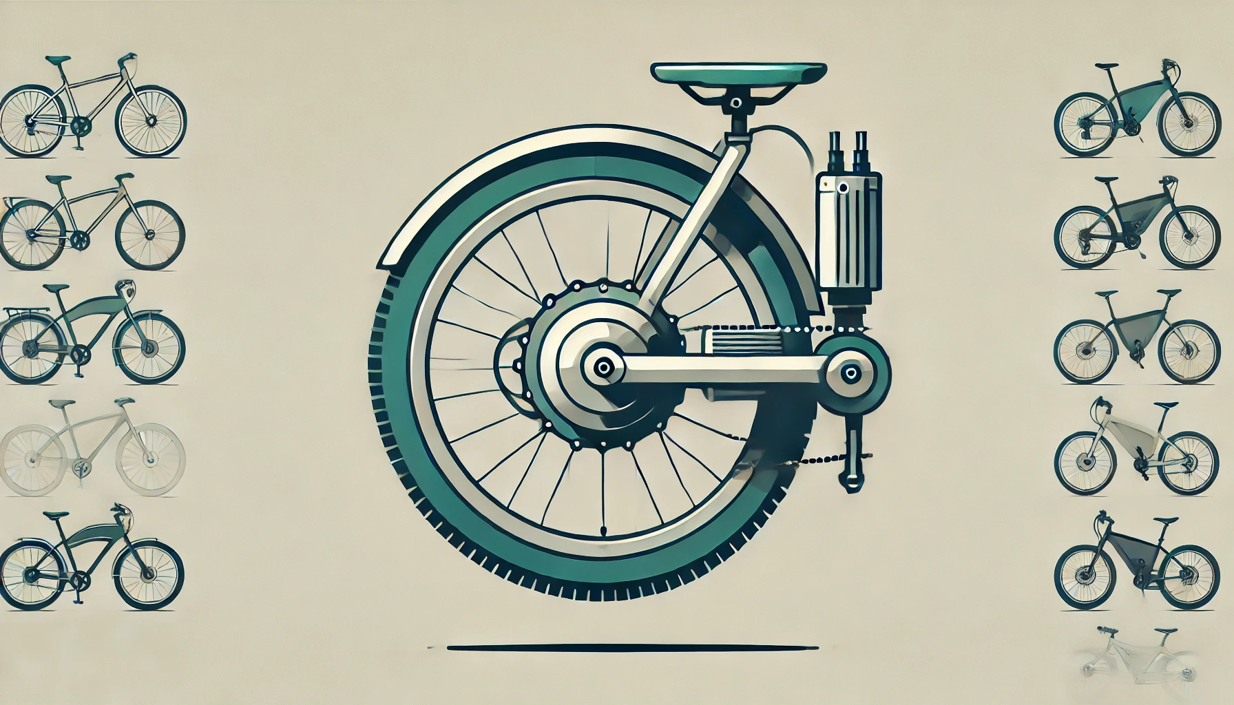 Imagen vectorial que representa un kit motor electrico para rueda de bicicleta trasera