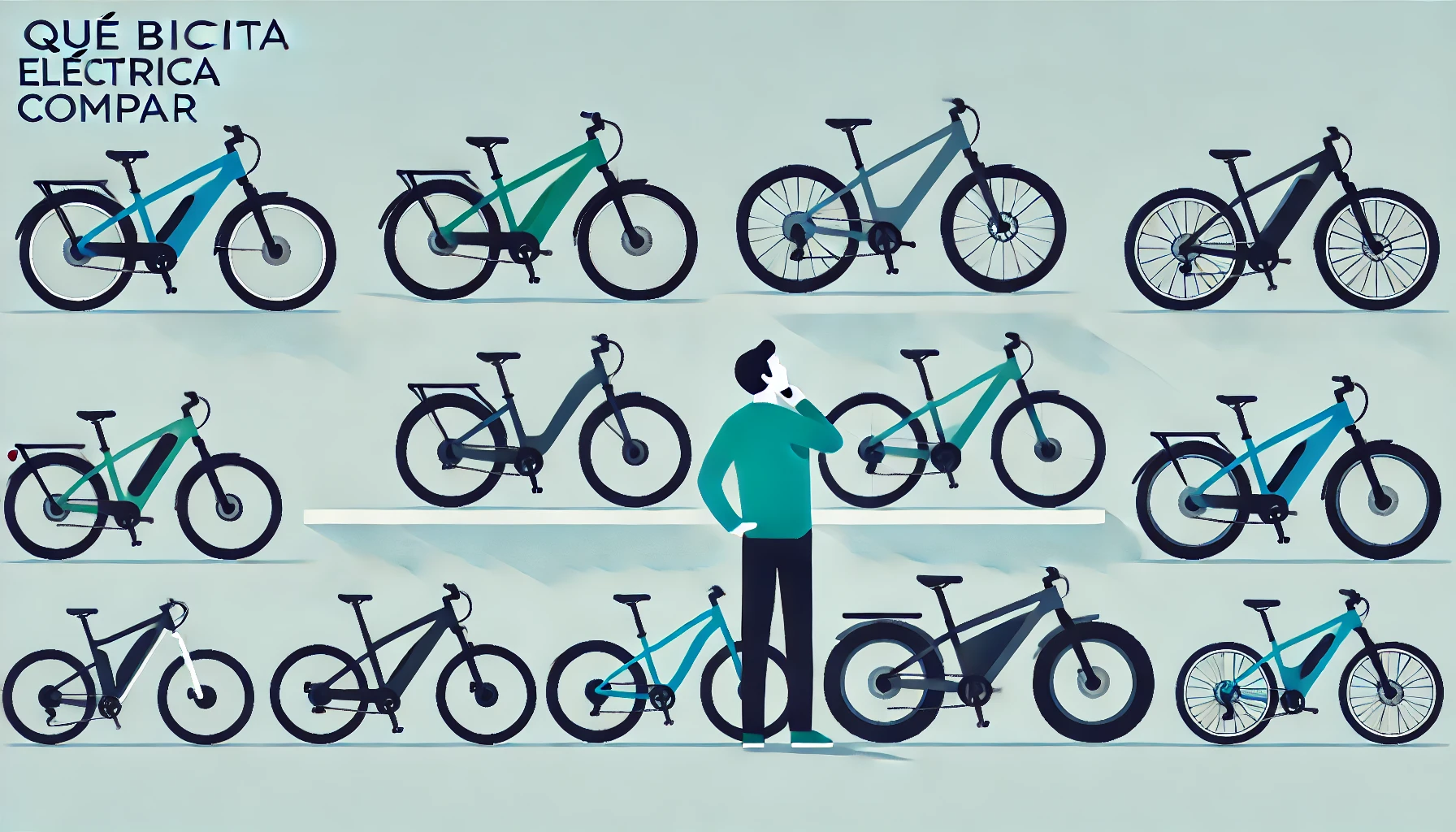 Imagen vectorial que representa a un hombre mirando un escaparate con bicicletas